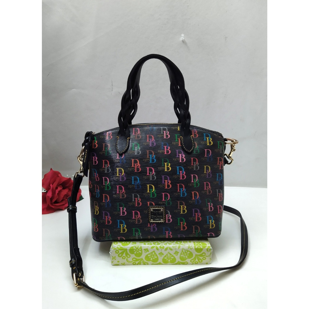 Dooney & Bourke Multicolor Coated Leather Double Handles Zipper Satchel Bag
